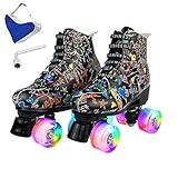 Women's Classic Roller Skates High-top Microfiber Leather Roller Skates for Adult Women Men Double R