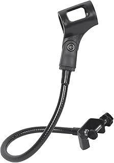WANAONE Microphone Arm Stand, 360 Degree Flexible Gooseneck Microphone Stand Adjustable Gooseneck Arm Mic Stand with Desk Table Mounting Clamp(black)