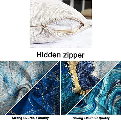 Pioeremo Navy Blue Gold Throw Pillow Covers 20X20 Set Of 4 Marble Pillow Cover Texture Square Decorative Cushion Covers For Home Bedroom Living Room Outdoor #TOP6