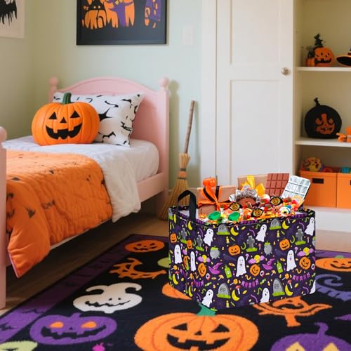 Image of Rec Halloween Ghost Storage Basket Box Hamper Collapsible Organizer Bin Gift Shelf Baskets for Home and Kitchen Storage