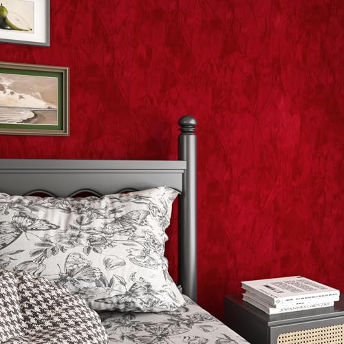 Decotalk Selbstklebende Tapete Samtstoff Dunkelrot 40X500cm Wände Tapeten Stretch Stoff Luxus Tapete für Zimmer Kontaktpapier Rote Tapete… – Ansicht 2