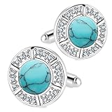 Sogee Light Blue Turquoise Cufflinks for Men Elegant Handmade Stone Mens Cuff Links for Wedding Part