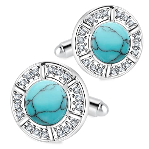 Sogee Light Blue Turquoise Cufflinks For Men Elegant Handmade Stone Mens Cuff Links For Wedding Party Unique Gift #TOP5