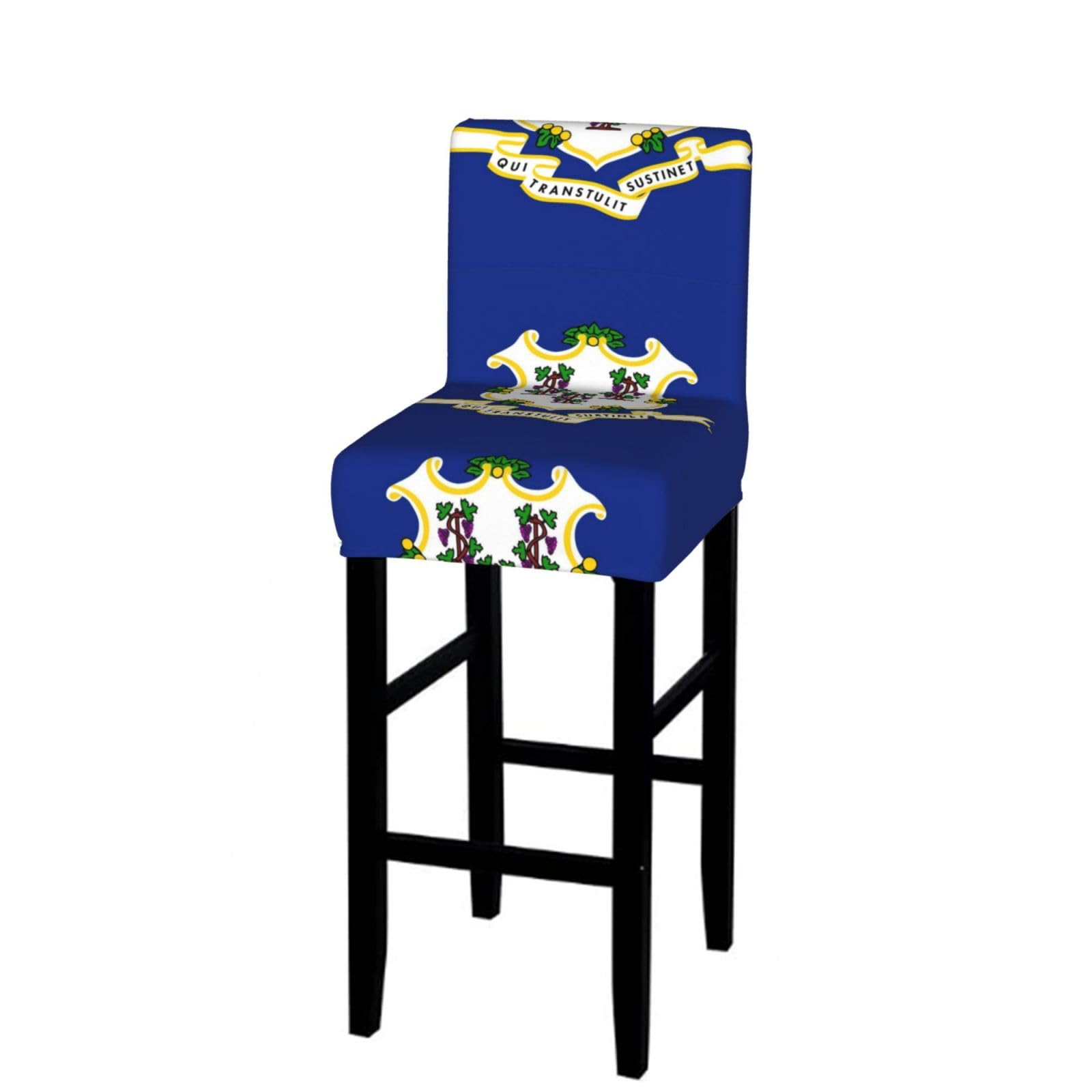 Connecticut State Flag Bar Stool Cover-Stretchy Chair Slipcover for Kitchen