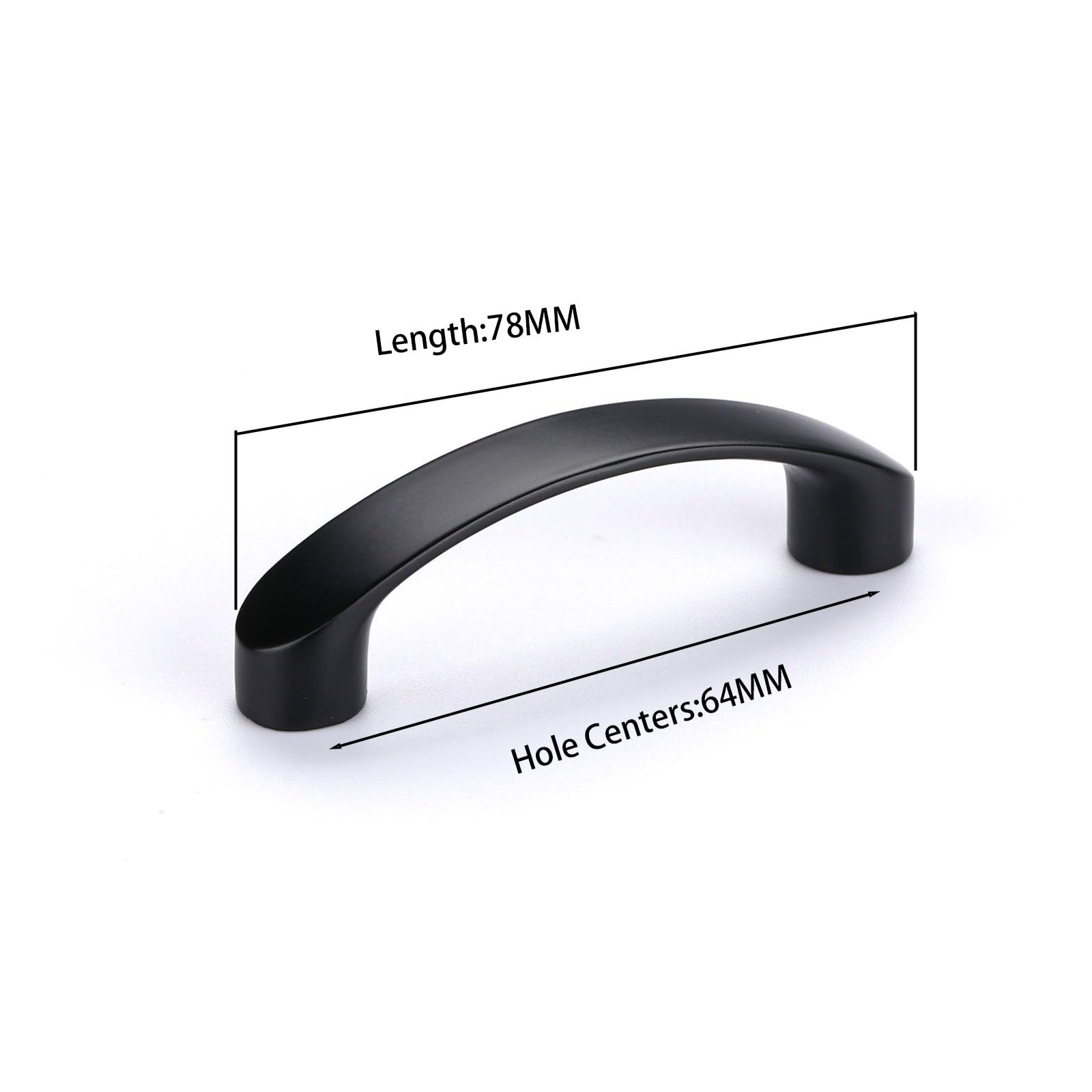 10 Pezzi Maniglia per mobili cucina, cassetti, mobili camera da letto distanza tra i fori 64 MM,in Alluminio,Schwarz