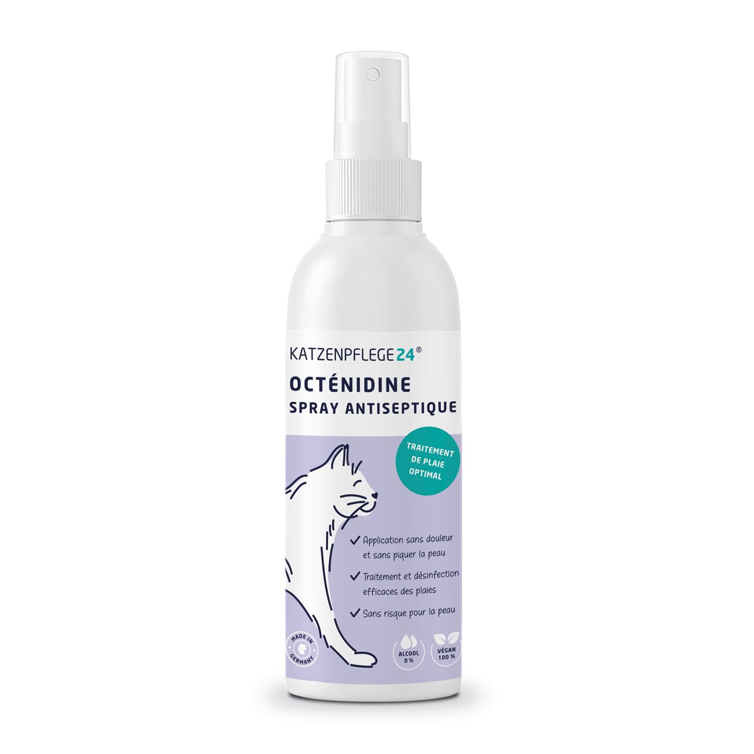 Spray antiseptique et cicatrisant octénidine chat - Désinfecte, apaise, soigne & protège tout type de plaies sans piquer la peau - 125 ml avec des substances actives éprouvé