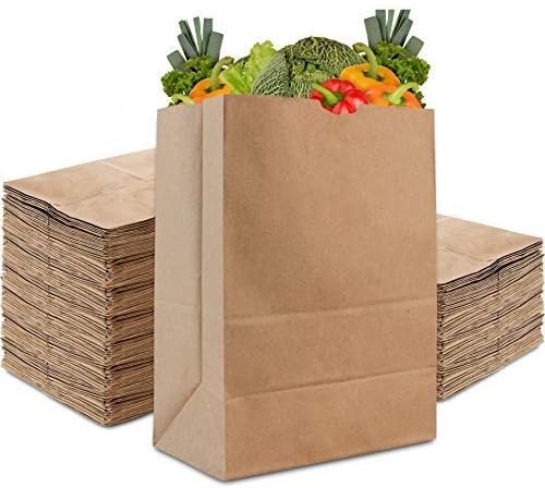 Stock Your Home 57 Lb Kraft Paper Bag (100 Count) Heavy Duty, Large Brown Paper Grocery Bags for Food Shopping, Recycling, Trash, Bulk Pack Size