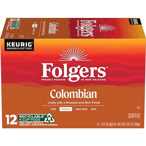Folgers Colombian Coffee, Medium Roast, Keurig K-Cup Pods, 12 count Box