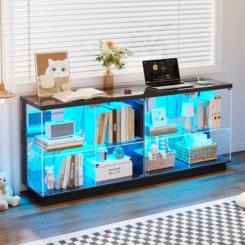 Gurexl RGB Vitrina de Cristal con Luces