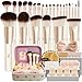 ALLFYL Set di 49 Pennelli Make Up e Trucco Professionale, Kit Premium Completo con Pennello Fondotinta, Blush, Contorno e Accessori in Regalo - Incluso Astuccio in Pelle con Specchio