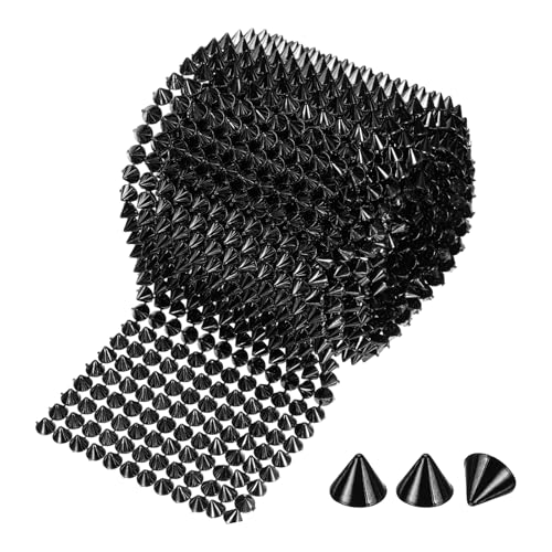 QUARKZMAN 2 Yard Naht Auf Spikes Stud 12 Reihen Kunststoff Schwarz
