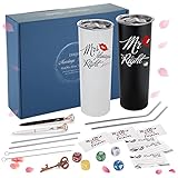 Mr. Right Mrs. Always Right 12/20OZ Wine Tumbler Set Perfect Wedding Gifts For Couples Engagement...