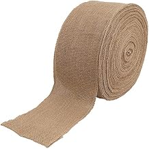KINJOEK 5 Inch Wide 27 Yards Burlap Ribbon, Natural Jute Fabric Ribbon, Crafts Ribbon for Christmas, Wedding, Gifts, Burlap Fabric DIY, Ribbon for Decoration,