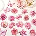 60 Pack Pink Holographic Glitter Butterfly Sticker Set Glitter Shiny Flower Stickers Large Size Flower Stickers Waterproof Decorative Decal for Scrapbooking Journal Planner Bottle Laptop Art Crafts