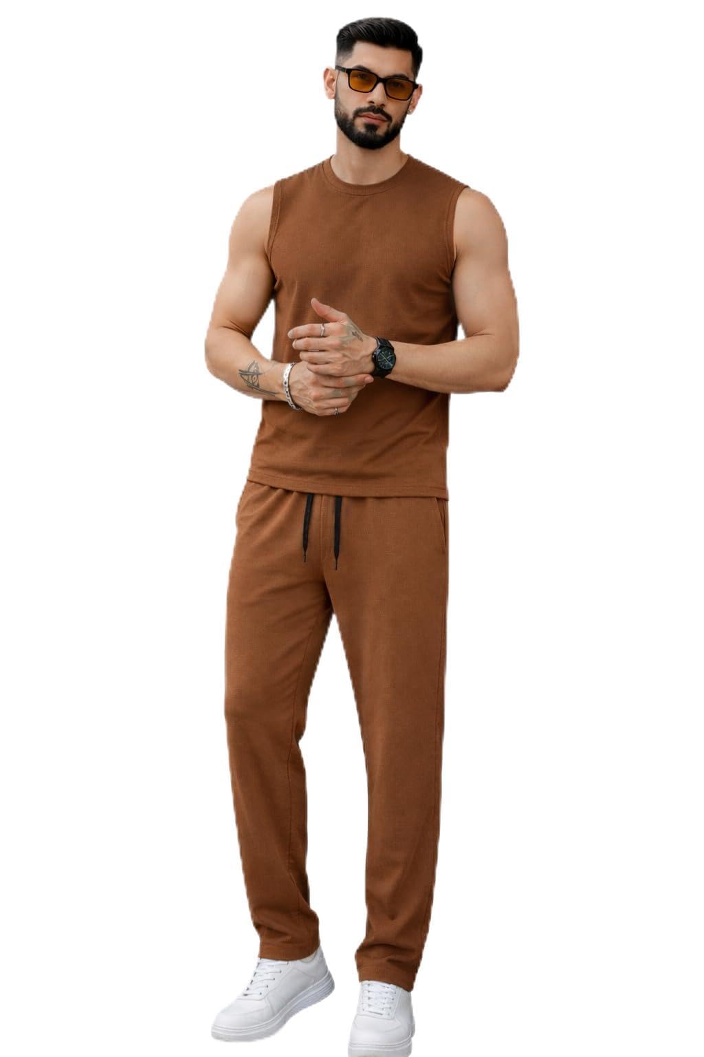 mack jonney Men’s Cotton Tracksuit | Self Print Stylish Tracksuit with Trackpants | Comfortable All-Season Activewear-S33-picture-43