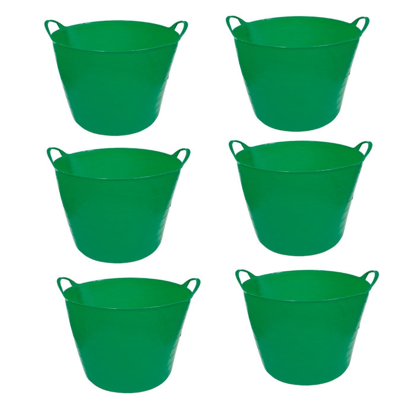 Tradineur - Pack de 6 Capazo Flexible - Capacidad de 42 litros - Ideal para Trabajo de Vendimia, Agricultura - 45 x 33 cm - Color Verde