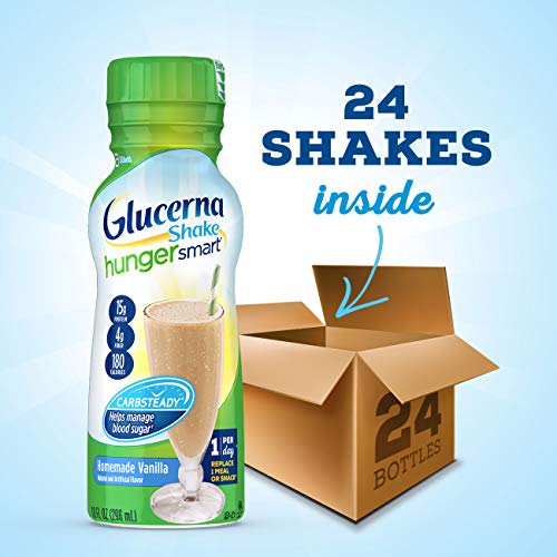 Glucerna Hunger Smart Shake, Diabetic Drink, Blood Sugar Management, 15G Protein, 180 Calories, Homemade Vanilla, 10-Fl-Oz Bottle, 24 Count #TOP7