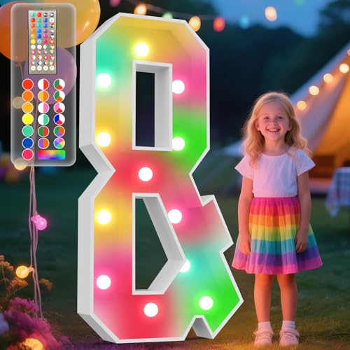 Image of Ledido 4FT Colorful Marquee Light Up Letter & for Party | 34 Colors Changing Marquee Letter 4 Feet Tall with Remote, Big Letters for Party Wedding Graduation Birthday Decorations