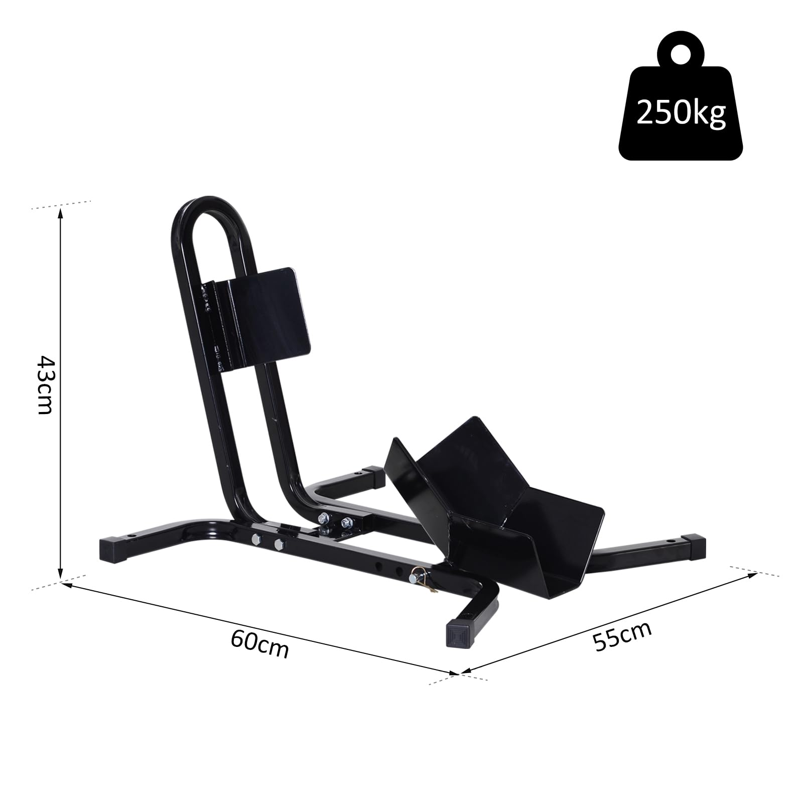 HOMCOM Caballete de Moto Delantera para Ruedas ∅43, 48, 53 cm Negro | Soporte para Rueda Delantera de Moto, Ajustable en 3 Niveles, Metal Robusto