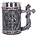 Nemesis Now Exclusive Silver Dragon Obsidian Tankard, 17.5cm Boccale in Ossidiana con Drago, 17,5 cm, Argento