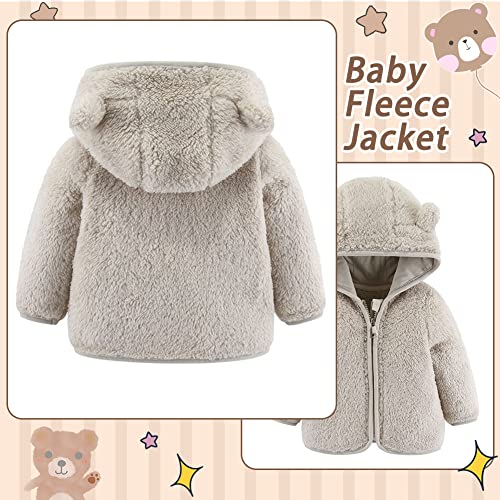 Aikssoo Baby Girls Boys Fleece Hooded Jacket Zip Up Teddy Coat Winter Warm Bear Ear Cute Jackets Toddler Kids Outerwear #TOP4