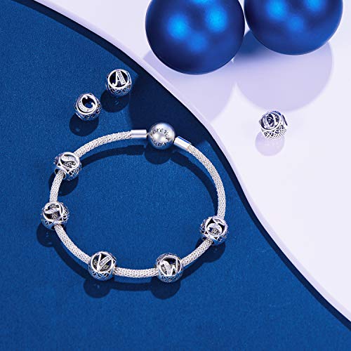 NINGAN P Letter Alphabet Charm 925 Sterling Silver A-Z Initial Beads Fits Europeans Bracelet and Necklace by NINGAN - Used condition - Image 3