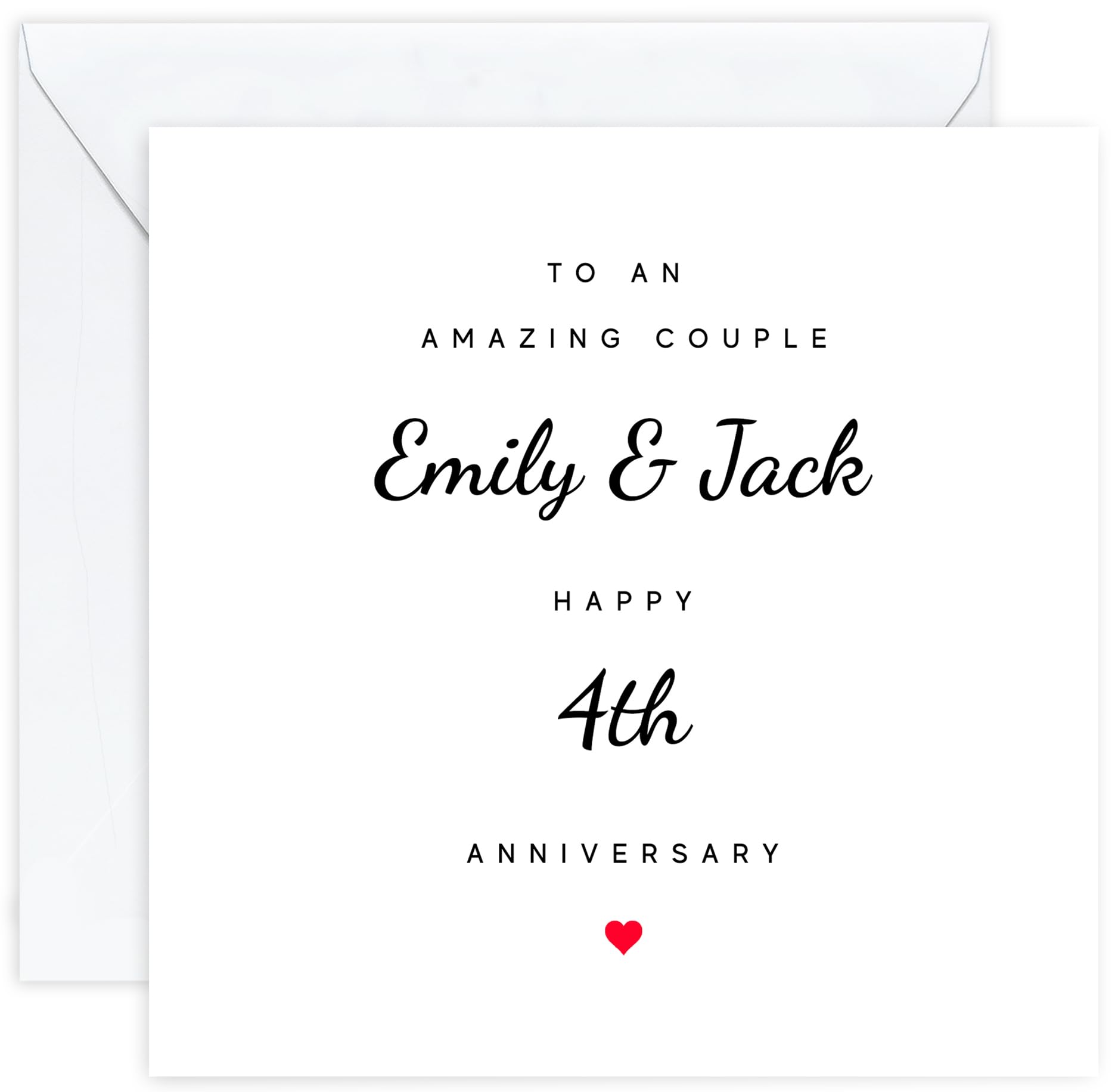 Personalised 4th Anniversary Card Couple – Custom Name Card | Fourth Wedding Anniversary Card for Husband and Wife | 4 Year Anniversary Card for Couple | for Partners or Married Couple
