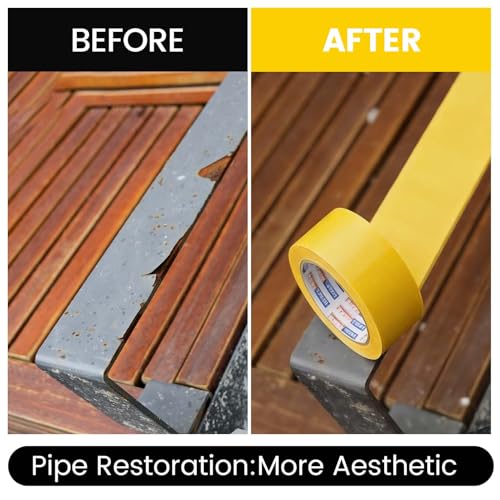 Image of ADHES PVC Pipe Wrap Tape, 2 Inch X 35 Yds, Corrosion Protection Pipe Tape, Weatherproof PVC Tape for Drain Pipe, Metal & Electrical Piping, Underground Pipe, Yellow