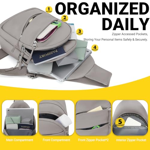 Crossbody Bags for Women, Sling Bag for Men, Small Hiking Backpack Anti Theft Lightweight for Outdoors Travel (M, Khaki)3