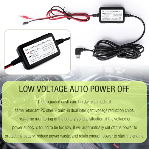 Image of 9.68Ft Micro USB Dash Cam Hardwire Kit - 12V-30V to 5V 2.5A Car Dash Camera Charger Power Supply+4PCS 16AMG Car Fuse Tap&4PCS 5A Blade Fuse for Most Car Dash Camera (Micro USB)