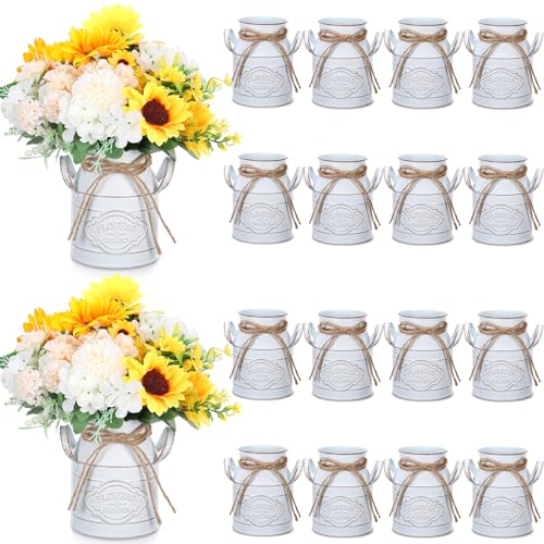 Roshtia 16 Pcs 6 Inch Vintage Galvanized Milk Can Vase