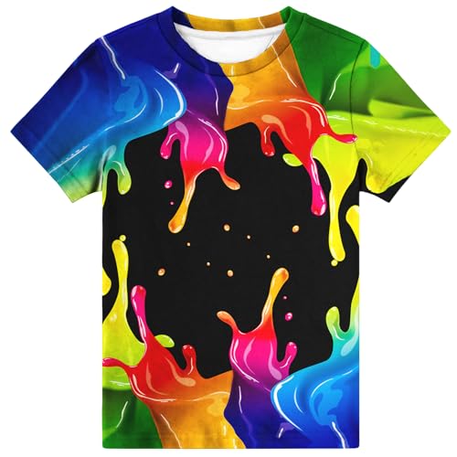 Image of Hgvoetty Boys Girls Graphic T-Shirts Kid 3D Casual Tops Tees for 6-16 Years | Youth Novelty Shirts, Bright Eye-Catching Design, Lightweight and Soft Material, Suit for Daily Sport, Party and School Wear