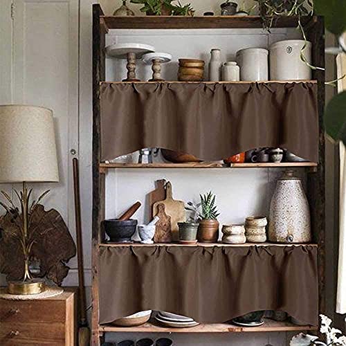 2 Pieces Valances For Window Blackout Valance Curtains Primitive Scalloped Kitchen Valances Rod Pocket Window Valances For Living Room Bedroom, 52X18 Inch Brown Farmhouse Valances #TOP1
