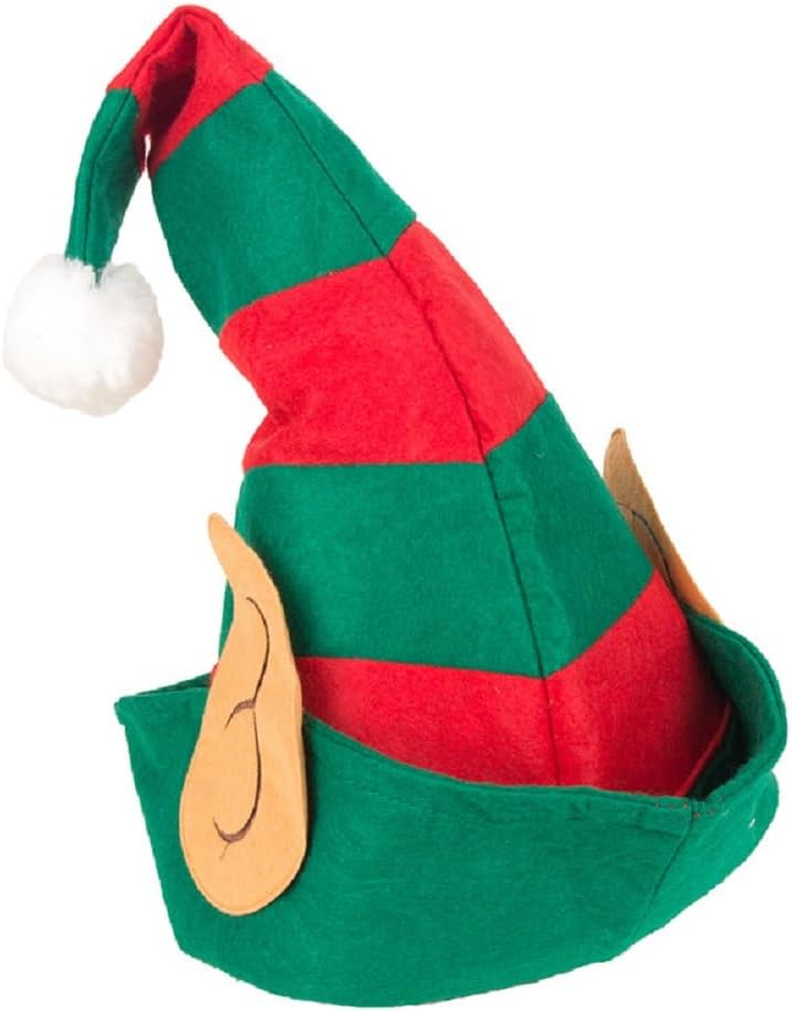 Santa Hat Christmas Elf Hat with Attached Ears Green and Red,Christmas Hat for Kids and adult - Image 3