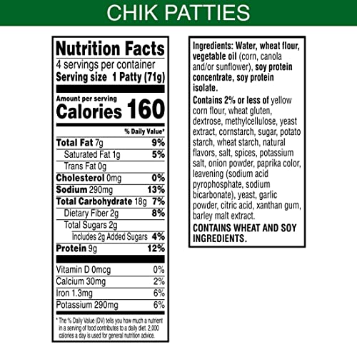 Morningstar Farms Meatless Chicken Patties, Plant Based Protein Vegan Meat, Frozen Meal, Original, 10Oz Bag (4 Patties) #TOP1