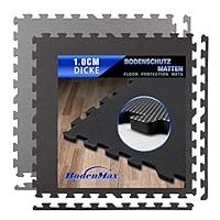 BodenMax Bodenschutzmatte 60x60x1cm – Eva Puzzlematte für Fitness, Heimtraining & Pool – rutschfest, stoßdämpfend – 12/48 Teile – Sportmatte, Turnmatte, Unterlegmatte in Grau & Schwarz