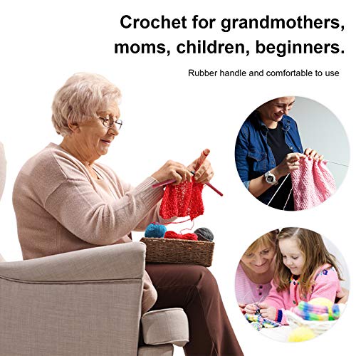Ergonomic Crochet Hooks Set, 9 Sizes Silicone Soft Grip Handle Aluminum Knitting Needles Kit with Red Handle - Image 4