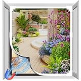 OWYR Zanzariera Magnetica per Finestre con Cornice Bianca e Rete Grigia, Autoadesiva in Fibra di Vetro, DIY Tagliabile – Installazione Senza Forare – Misura 150×180 cm Cornice Bianca e Rete Grigia