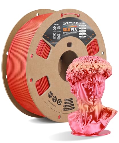 OVERTURE Silk PLA Rainbow Filament 1.75mm, Bi-Color Shiny PLA Finish, Smooth &...