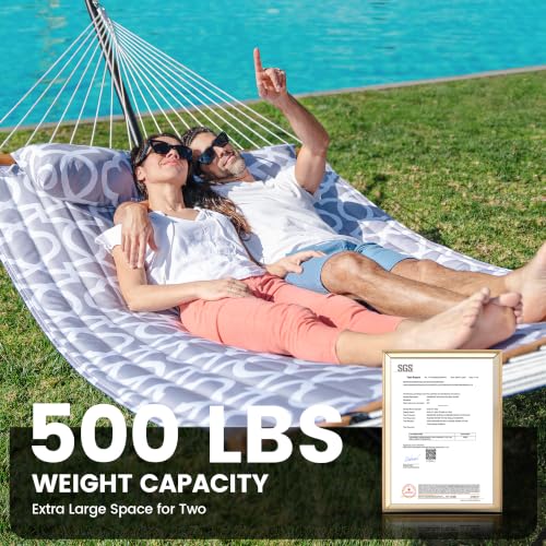 Image of ANAGOO Double Hammock with Stand 500lbs Heavy Duty Outdoor Two Person White