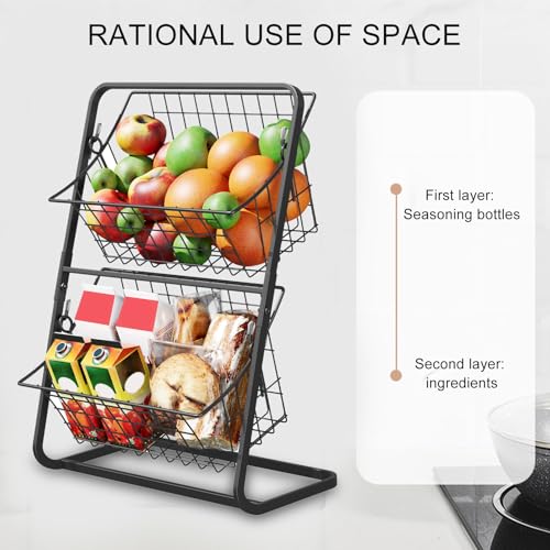 Cesta de frutas para encimera de cocina con diseño de 2 niveles 3