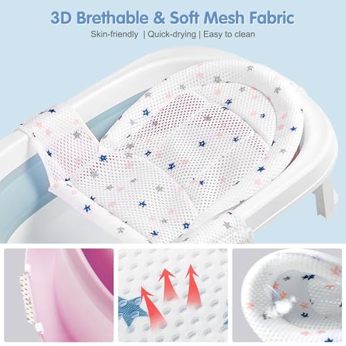 Image of Colorlife Baby Bath Seat Support Net Infant Bathing Seat Support Mat, Adjustable Comfortable Non-Slip Three-Pointed Baby Shower Net Bathtub Sit Up Mesh for Newborn 0-12 Months-White(No Bathtub)