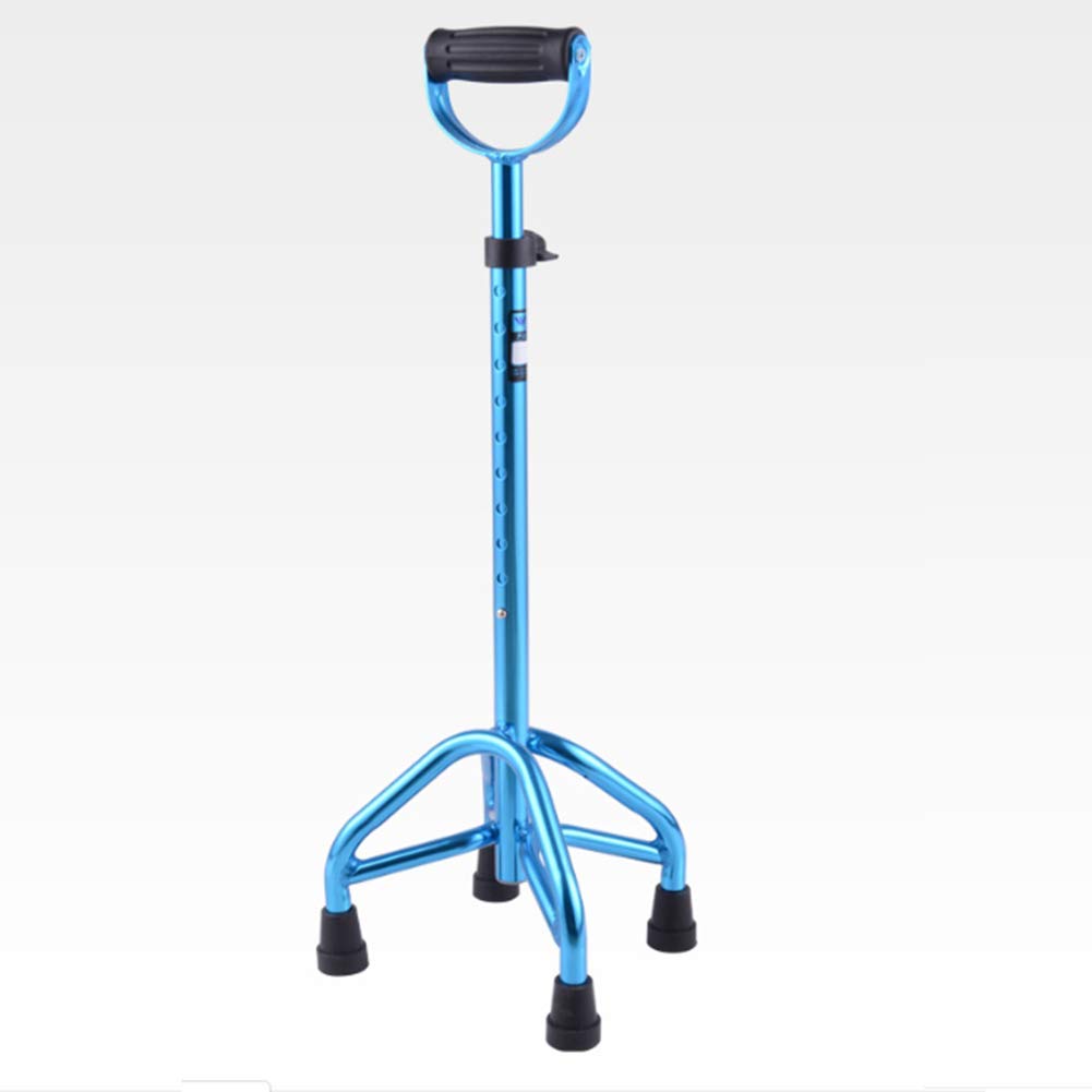 Wózek inwalidzki, lekki składany regulowany chodzik do jazdy medycznej, aluminiowa czteronogowa laska teleskopowa laska stary człowiek laska skok Hemiplegia Walker, niebieski