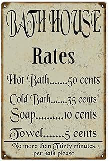 Bath House Rates Country Reproduction Sign