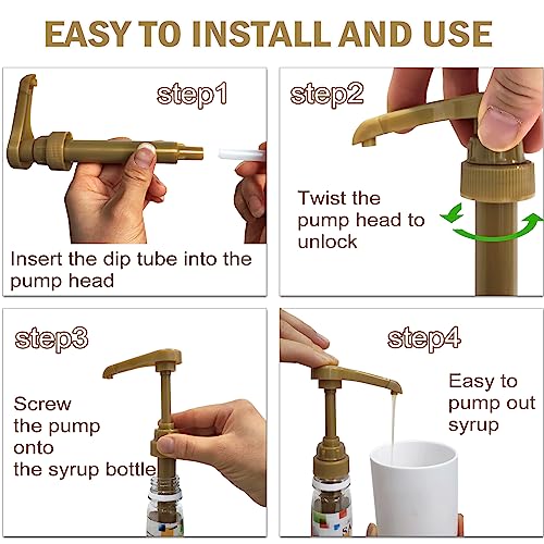 Coffee Syrup Pump, 2-Pack Gold Pumps For Coffee Syrup Bottle, Fits 750Ml 25.4Oz Torani, Skinny, Starbucks, Davinci Bottles #TOP4