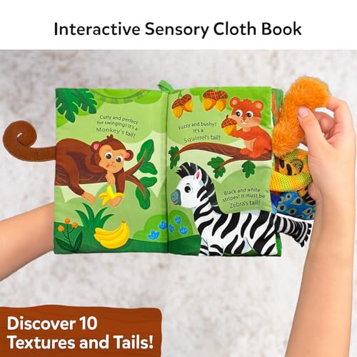 Image of Skillmatics Sensory Cloth Book - 10 Animal Tails, Interactive Baby Book with Crinkle Pages for Tactile Exploration, Early Learning & Sensory Play, Educational Toy & Gift for Babies 6-24 Months