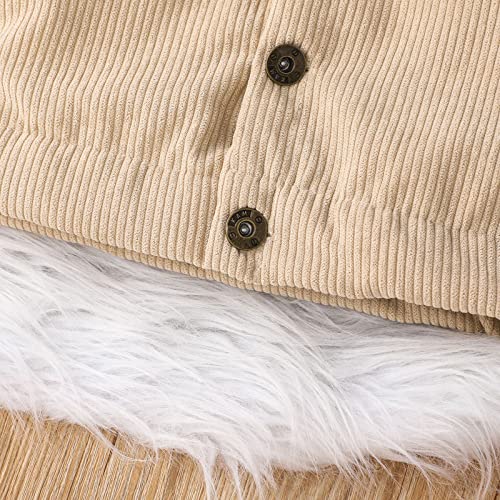 Noubeau Baby Boys Girls Corduroy Trucker Jacket Kids Toddler Sherpa Lined Top Lapel Button Down Thicked Warm Coat Winter Outerwear thumb #4
