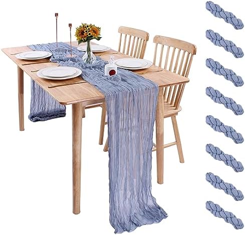 Kesfey 90x400cm Cheesecloth Table Runner Beige, 13FT Long Rustic Gauze Boho Table Runner for Wedding Bridal Banquet Decoration Party Festivals(35x157in)