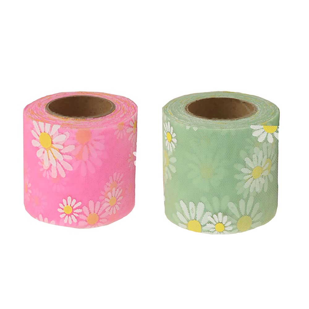 Ribbon, 23m Daisy Flowers Multicolor Summer Patterned Ribbons Roll, for Crafts Wreaths Garland Bows Christmas Wedding Party Decoration (Color 6)