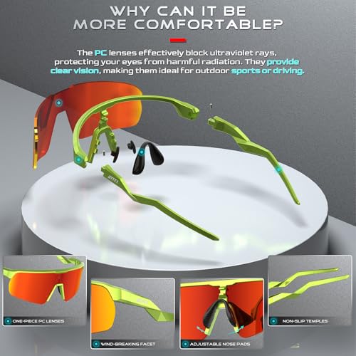 Image of ATTCL Sports Sunglasses for Men Women: UV400 Protection Running Sunglasses Wrap Around Glasses for Cycling Baseball Fishing